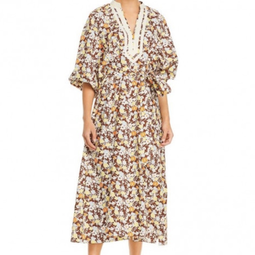 TORY BURCH FLORAL CAFTAN DRESS- XS